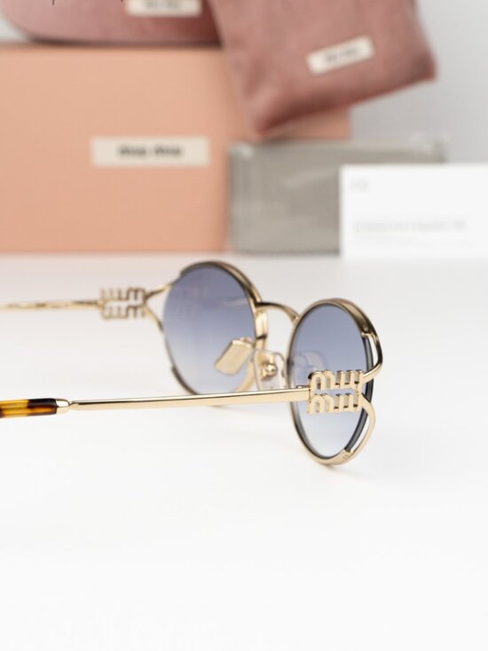 Miu Miu Women Sunglasses Gold Blue Gradient Clear Oval MU52YS ZVN80O BRAND NEW main image 8